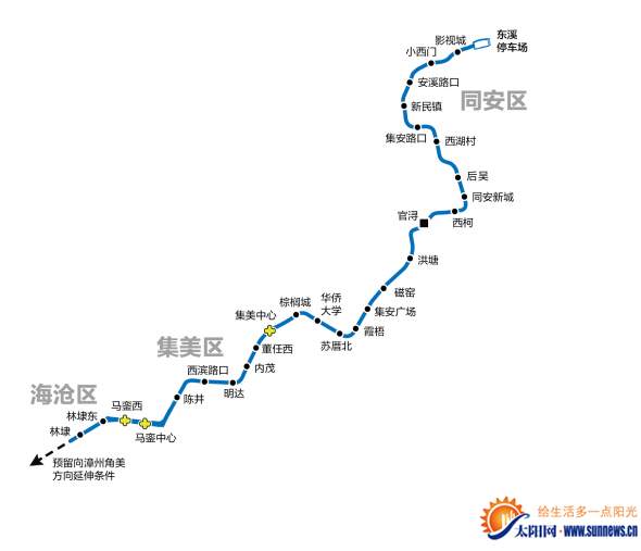 厦门地铁6号线线路首次公布 穿过海沧集美同安