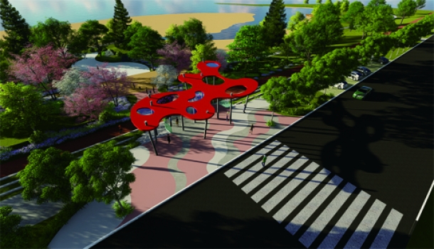市民广场至绕城高速桥段将建江滨景观工程